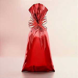Saco Para Presente Metalizado - Vermelho G4 - 20x50cm - 50 unidades - Cromus - Rizzo