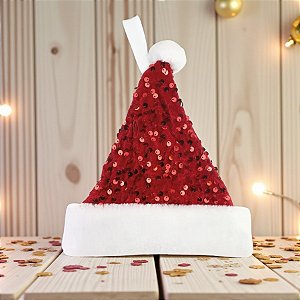 Gorro de Natal Decorativo - Vermelho com Lantejoulas - 20cm - 1 unidade - Cromus - Rizzo