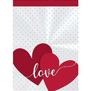 Saco Transparente Decorado - 10x14cm - Love - 50 unidades - Cromus - Rizzo Embalagens