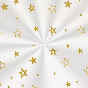 Saco Transparente Decorado - 11x19,5cm - Estrela Ouro - 100 unidades - Cromus - Rizzo Embalagens