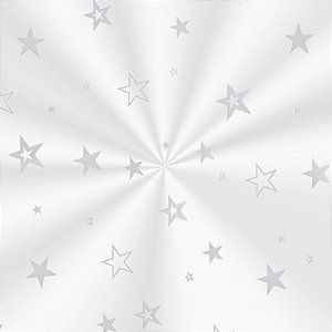 Saco Transparente Decorado - 15x29cm - Estrela Prata - 100 unidades - Cromus - Rizzo Embalagens