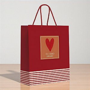 Sacola de Papel Premium - "Eu Amo Você" - 34x38x15,5cm - 1 unidades - Cromus - Rizzo
