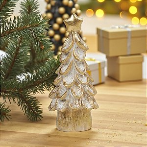 Enfeite de Natal em Resina - Árvore de Natal - Ouro - 14,5x6x6cm - 1 unidade - Cromus - Rizzo