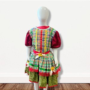 Vestido de Festa Junina Colorido - Xadrez Laço e Girassol - GG - 1 unidade - Rizzo
