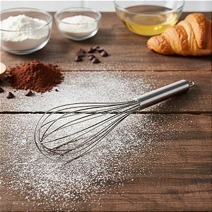 Fouet Batedor De Aço Inox - Arame Flexível - 34cm - 1 unidade - Rizzo