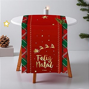 Trilho de Mesa -  Feliz Natal - Vermelho, Verde e Dourado - 40x200cm - 1 unidade - Regina - Rizzo