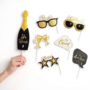 Máscara com Vareta Ano Novo - Celebre - 15 unidades - Regina - Rizzo