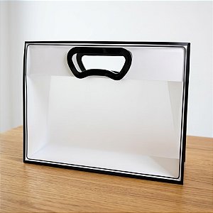 Sacola Transparente Fosca Horizontal Pvc Alça Plana Preta - 22x30x9cm - 1 unidade - 1 unidade - Cromus - Rizzo