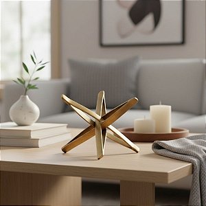 Escultura Estrela Dourada em Metal - 20,5x20,5cm - 1 unidade - Rizzo