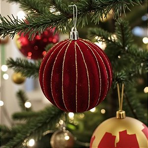 Bolas de Natal em Tubo - Borgonha Dourado - 10cm - 4 unidades - Cromus - Rizzo