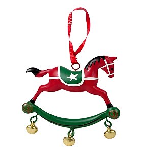 Enfeite Para Pendurar de Natal - Cavalo Vermelho com Guizo - 7x8x1cm - 1 unidade - Cromus - Rizzo
