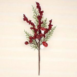 Galho Decorativo de Natal - Cogumelo com Frutas - 33x12x5,5cm - 1 unidade - Cromus - Rizzo