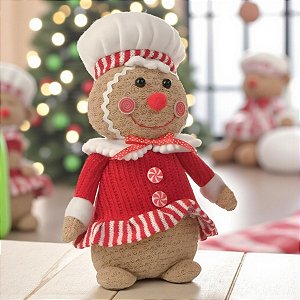 Peso de Porta Boneco Gingerbread - Chápeu Branco - 15x9x26cm - 1 unidade - Cromus - Rizzo