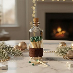 Pote De Vidro Com Fósforo Verde - 7,5x2,5cm - 1 unidade - Rizzo