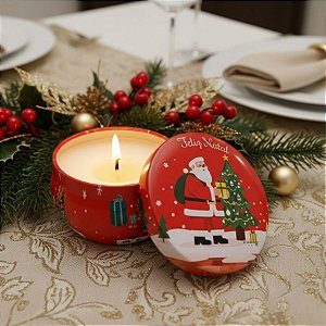 Vela Aromática De Natal - Lata Metálica Feliz Natal Noel Presente - 96g  - 1 unidade - Rizzo