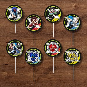 Pick Decorativo para Doces - Beyblade X - 10,5x5cm - 8 unidades - Regina - Rizzo