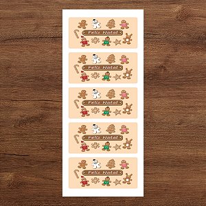 Etiqueta Adesiva Ginger Breads - Feliz Natal  - 100 unidades - Rizzo