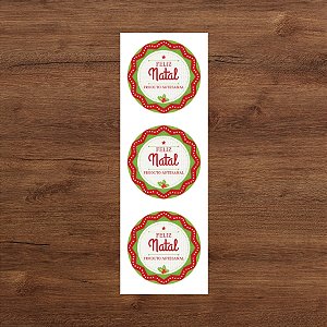 Etiqueta Adesiva Feliz Natal - Produto Artesanal - 60 unidades - Rizzo