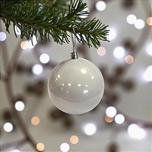 Bolas de Natal em Tubo - Branco Perolado - 8x8cm - 6 unidades - Rizzo