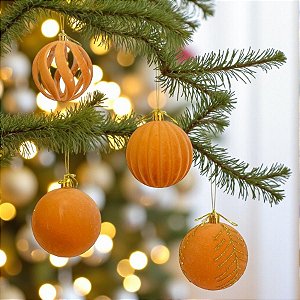 Bolas de Natal em Tubo - Kit Grande Marrom Claro - 8x8cm - 25 unidades - Rizzo