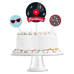 Kit Topo de Bolo - Festa Retrô - 1 unidade - FestColor - Rizzo