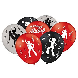 Balão de Festa Decorado 9" 23cm - Festa Retrô - 25 unidades - FestColor - Rizzo