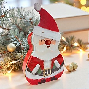 Lata de Metal de Natal - Noel com Chapéu Articulado - 21x11x6cm   - 1 unidade - Rizzo