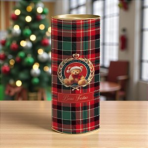 Lata para Presente Rígida - Magia Infinita Urso Natal - P 9,5x20x9,5cm - 1 unidade - Cromus - Rizzo