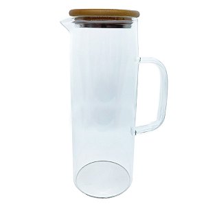 Jarra de Vidro Hermética com Tampa de Bambu - 8,5x24cm - 1,2l - 1 unidade - Rizzo - Rizzo