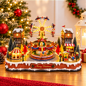 Cenário De Natal - Parque de Diversão com Som , Luz e Movimento - 68x46x41cm - RZO02321 - 1 unidade - Rizzo