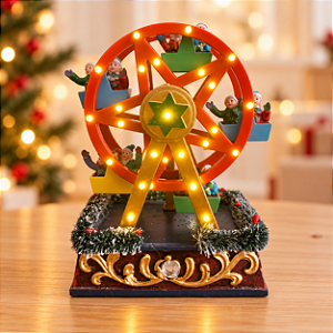 Cenário De Natal - Mini Roda Gigante com Som , Luz e Movimento - 11,5x8,5x15cm - RZO02313 - 1 unidade - Rizzo