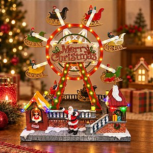 Cenário De Natal - Roda Gigante com Som , Luz e Movimento - 25,5x19,5x33,5cm - RZO02331 - 1 unidade - Rizzo