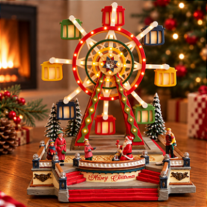 Cenário De Natal - Roda Gigante com Som , Luz e Movimento - 29,5x24,5x34,5cm - RZO02329 - 1 unidade - Rizzo