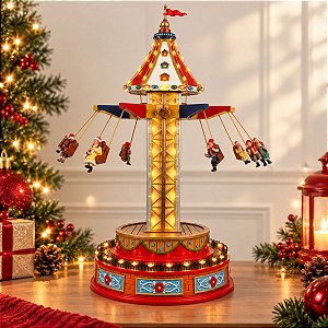 Cenário De Natal - Brinquedo de Parque de Diversão com Som , Luz e Movimento - 29x29x55cm - RZO2326 - 1 unidade - Rizzo