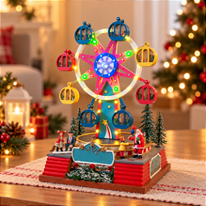 Cenário De Natal - Roda Gigante com Som , Luz e Movimento - 23x23x32cm - RZO2324 - 1 unidade - Rizzo