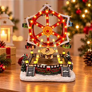 Cenário De Natal - Roda Gigante com Som , Luz e Movimento - 19,5x14x24,5cm - RZO02317 - 1 unidade - Rizzo