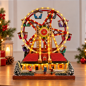 Cenário De Natal - Roda Gigante com Som , Luz e Movimento - 29,5x24,5x33cm - RZO2316 - 1 unidade - Rizzo