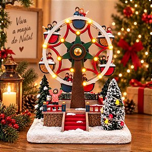 Cenário De Natal - Roda Gigante com Som , Luz e Movimento - 17,5x15,5x23cm - RZO02315 - 1 unidade - Rizzo