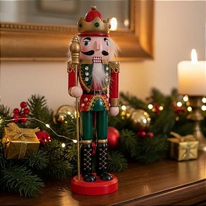 Soldado de Chumbo de Madeira com Mastro - Verde e Vermelho  - 25cm - 1 unidade - Artlille  - Rizzo