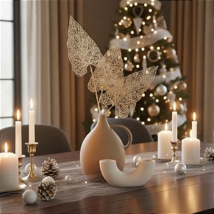 Pick Decorativo - Folhas Vazadas Champagne Metalico - 80cm  - 1 unidade - Rizzo