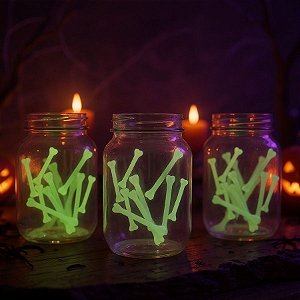 Enfeite Decorativo Halloween - Osso Brilha no Escuro - 10cm - 10 unidades - Rizzo