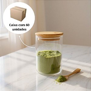 Pote de Vidro Hermético com Tampa de Bambu - 6,5x8cm - 200ml - 60 unidades - Rizzo