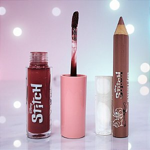 Kit Labial com Gloss e Lápis - Stitch  - 1 unidade - Disney Original - Rizzo