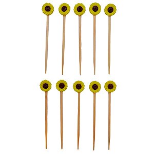 Pick Decorativo de Festa Junina - Girassol - 9,5cm - 10 unidades - Rizzo