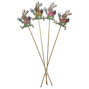 Pick Decorativo de Páscoa - Coelhos - 31cm - 4 unidades - Rizzo