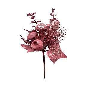 Pick Decorativo de Natal - Rosa - 20cm - 1 unidade - Rizzo