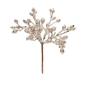 Pick Galho Decorativo - Nude com Glitter - 15cm - 01 unidade - Cromus Natal - Rizzo