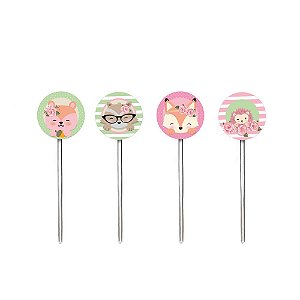 Pick Decorativo - Sortido - Festa Bosque dos Sonhos - 12 unidades - Cromus - Rizzo Festas