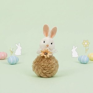 Enfeite Decorativo de Páscoa - Pendente Coelho Felpudo - Branco - 13cm - 1 unidade - Rizzo