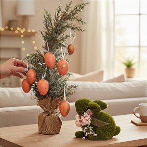 Saco de Ovos de Codorna para Pendurar Sortidos - Laranja/Ouro - 6x4cm - 9 unidades - Rizzo